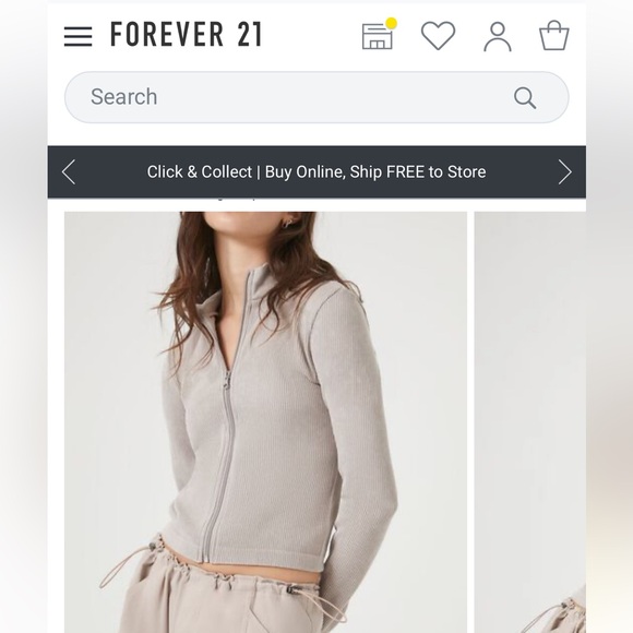 Ribbed Zipup crop top - Picture 5 of 5